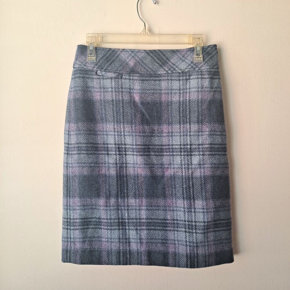 L.L. Bean Multicolored Wool Blend Plaid Skirt with Lining - Size 4R